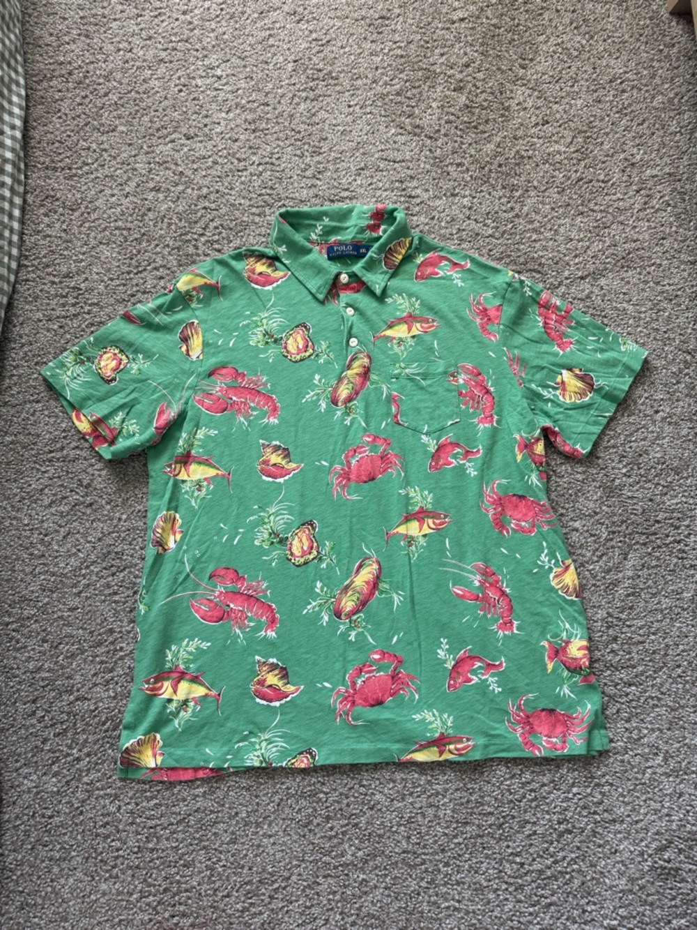 Polo Ralph Lauren Shirt Mens XXL Allover Print Lobster Crab Vacation Resort